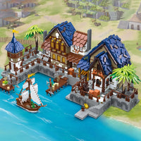 Thumbnail for Building Blocks Creator Experts MOC Medieval Town Harbor Bricks Toy - 6