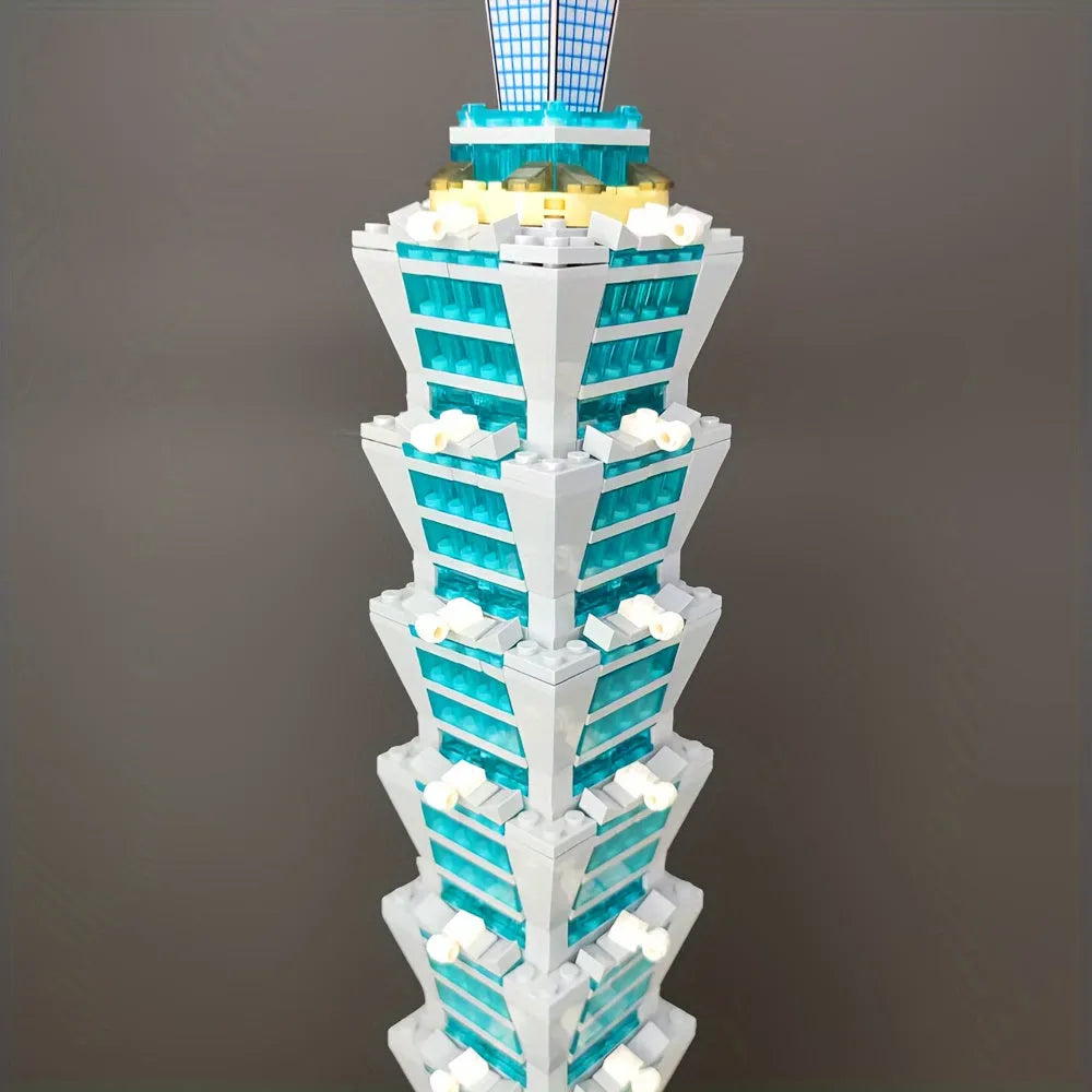 Building Blocks MOC Architecture Taipei 101 Tower Bricks Toys Construction Set Toys - 7