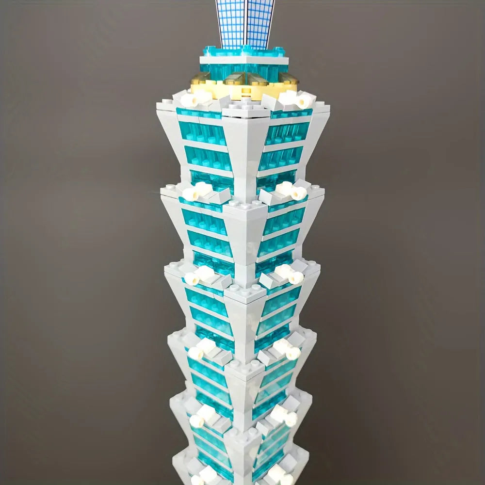 Building Blocks MOC Architecture Taipei 101 Tower Bricks Toys - 7