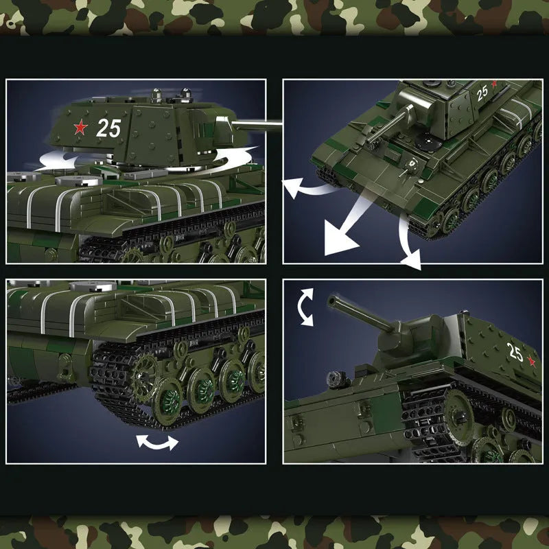 Building Blocks Military Motorized KV - 1 Heavy Tank Bricks Toy - 4