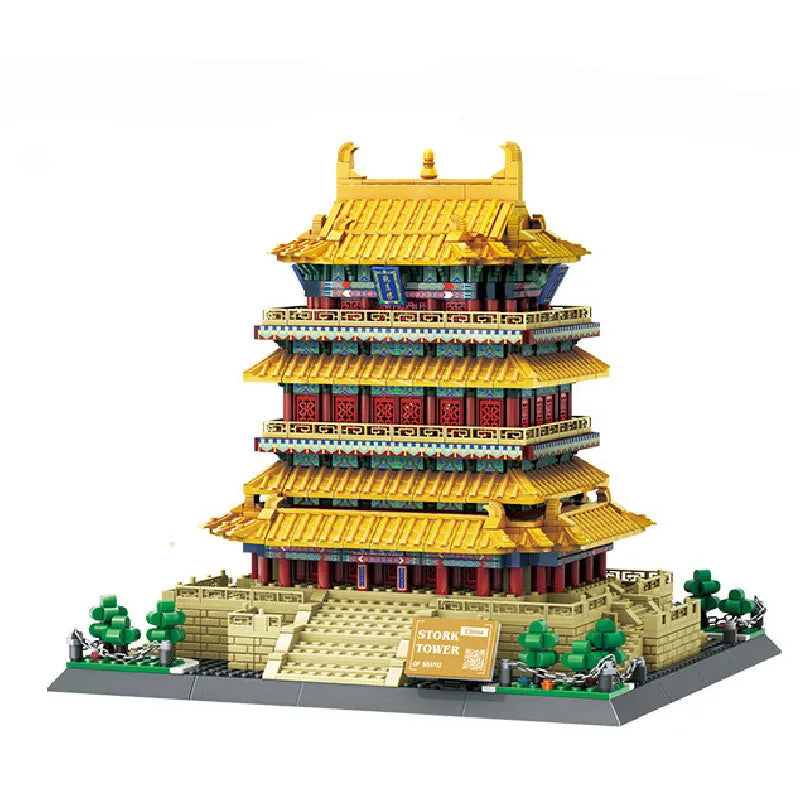 Building Blocks Creator Expert MOC China Stork Tower Bricks Toy Construction Set Toys - 5