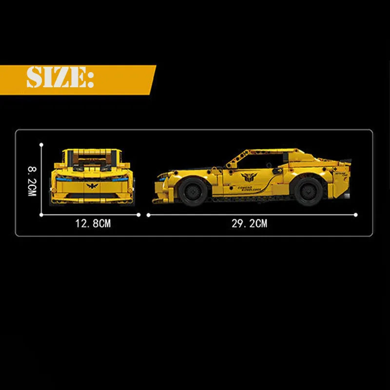 Building Blocks Tech Bumblebee Pull Back Sports Car Bricks Toy Construction Set Toys - 5