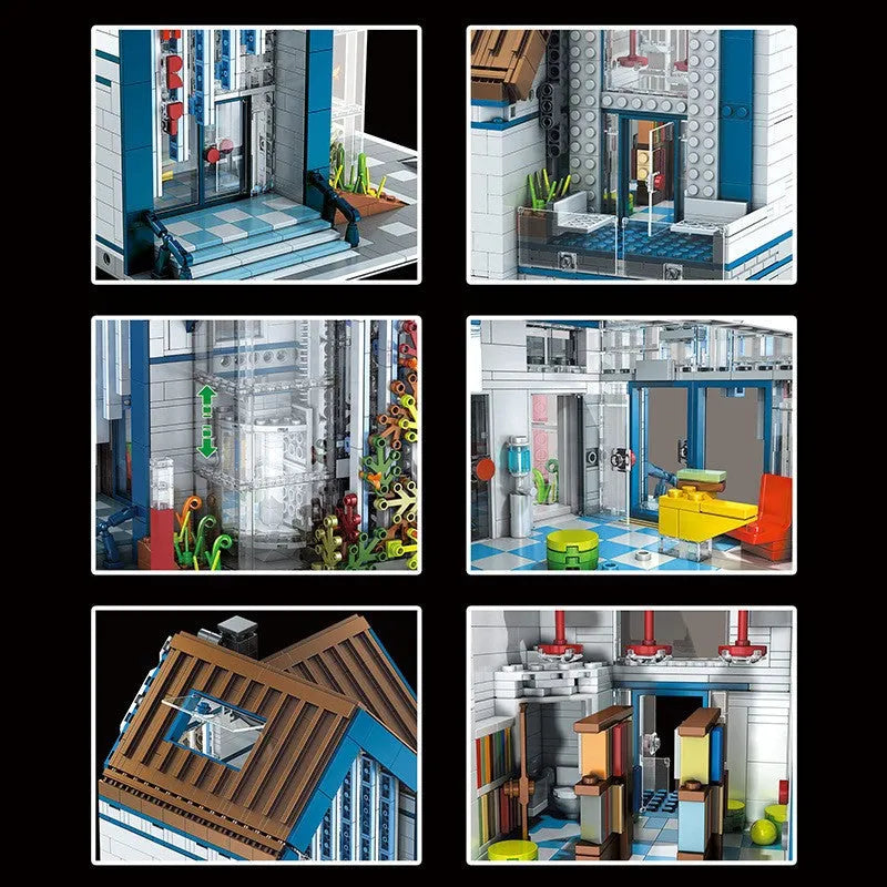 Building Blocks Creator Expert MOC Modern Library Bricks Toy - 4