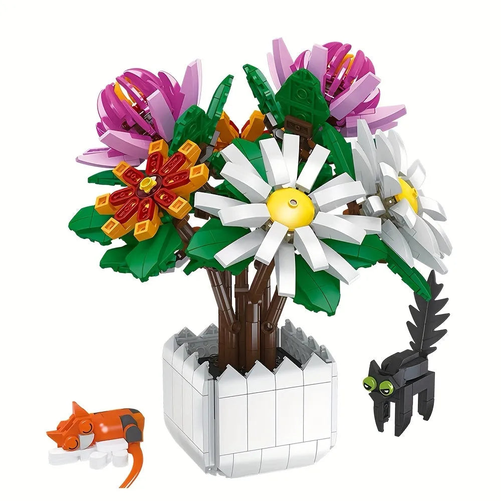 Building Blocks Creator Expert Chrysanthemum Potted Plant Bricks Toy Construction Set Toys - 1