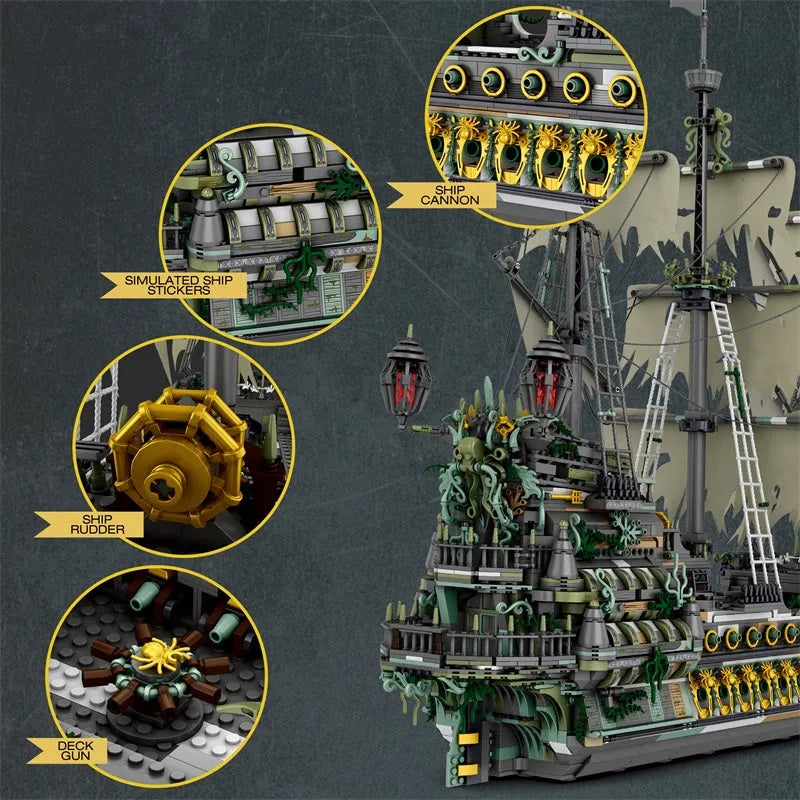 Building Blocks Pirates Of Caribbean MOC Flying Dutchman Ship Bricks Toy - 5