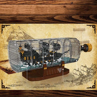 Thumbnail for Building Blocks Art MOC Black Pearl Drifting Bottle Ship Bricks Toy - 5