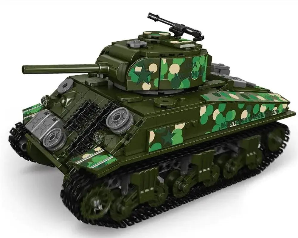Building Blocks Military Motorized M4 Sherman Tank Bricks Toy Construction Set Toys - 1
