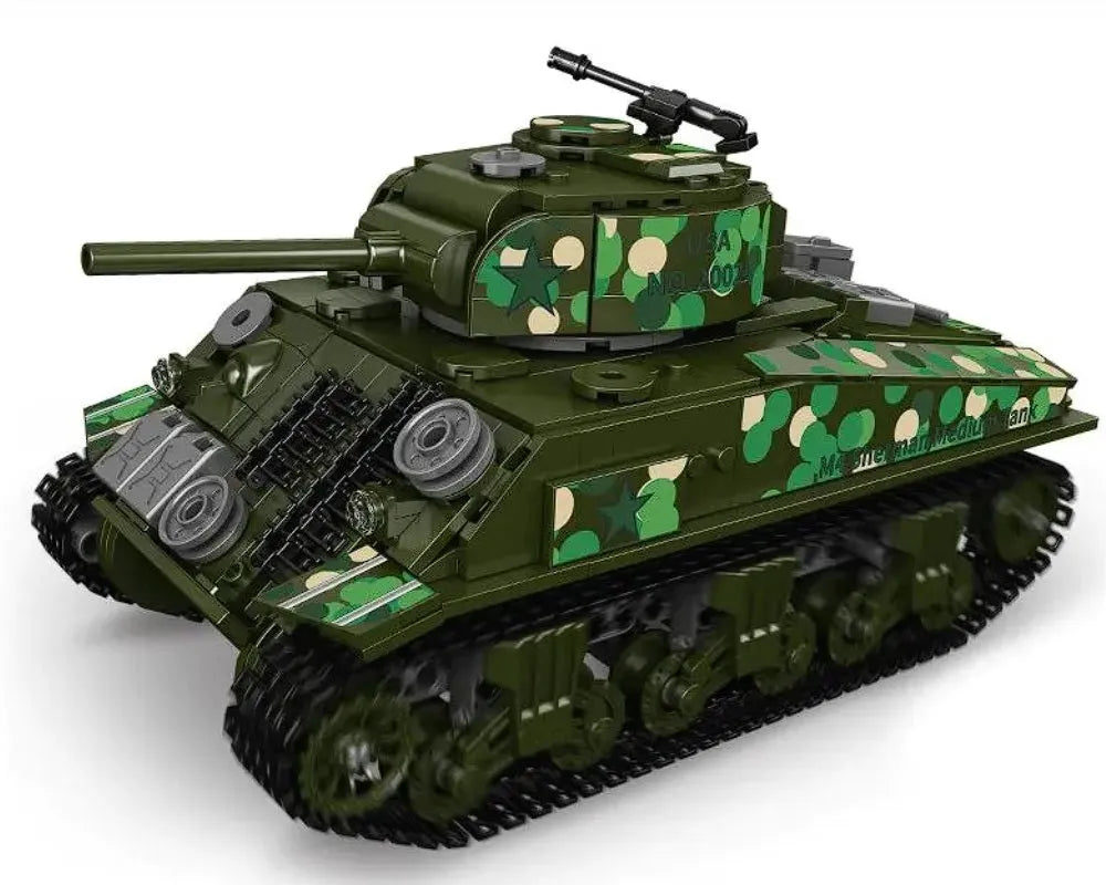 Building Blocks Military Motorized M4 Sherman Tank Bricks Toy - 1