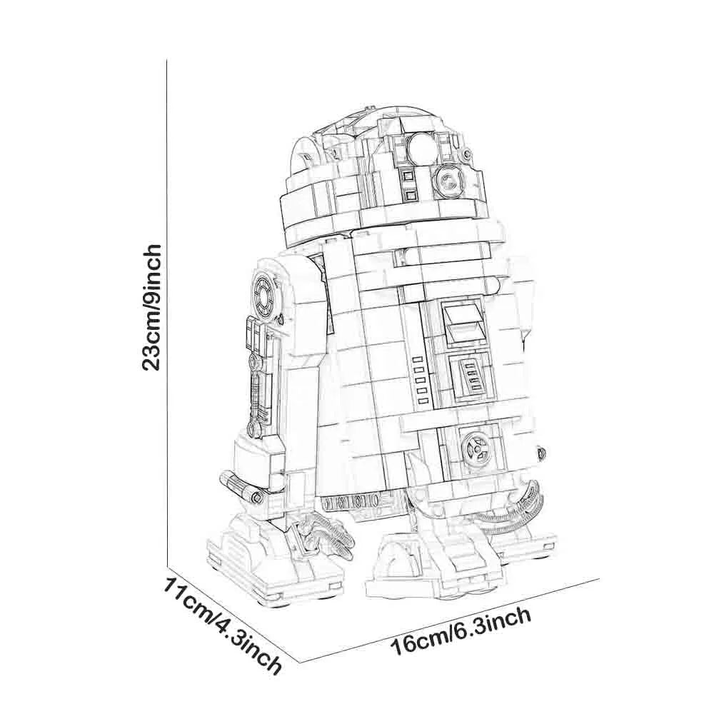 Custom R2 D2 MOC Star Wars Custom R2-D2 Robot Building Blocks Toy