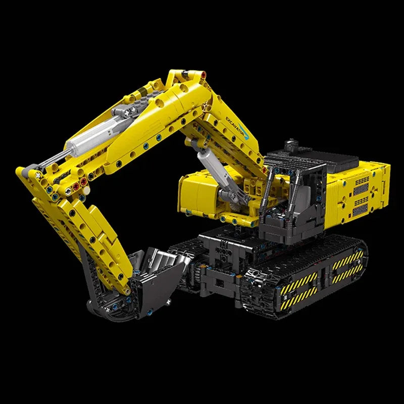 Building Blocks Tech MOC Motorized Yellow Mechanical Digger Bricks Toy - 7