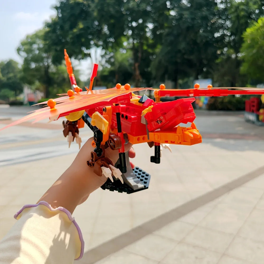 Building Blocks Creator Ideas MOC Movie Fire Dragon Bricks Toy Construction Set Toys - 4