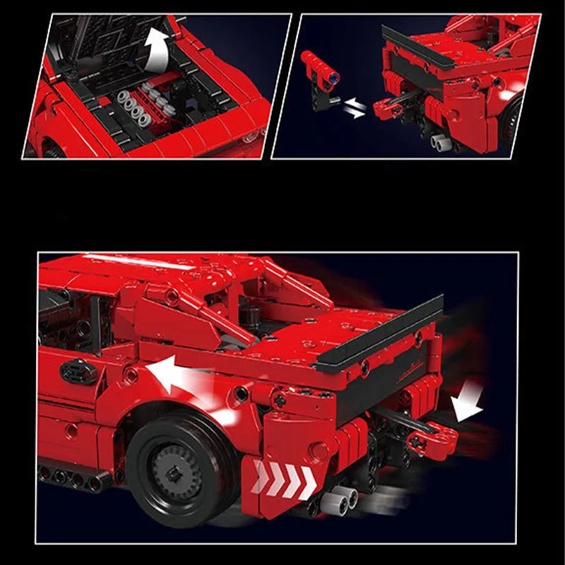 Building Blocks Tech Challenger Pull Back Sports Car Bricks Toy Construction Set Toys - 6