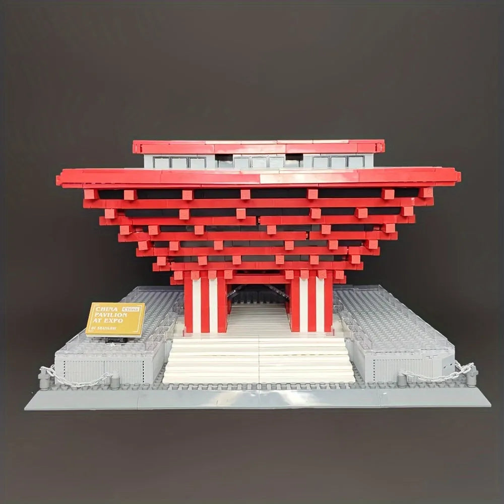Building Blocks Architecture Famous China Pavilion At Expo Bricks Toy 7210 - 15