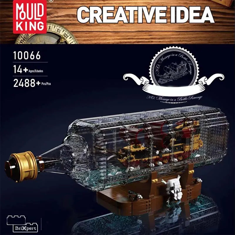 Building Blocks Art Queen Anne’s Revenge Drifting Bottle Ship Bricks Toy Construction Set Toys - 6