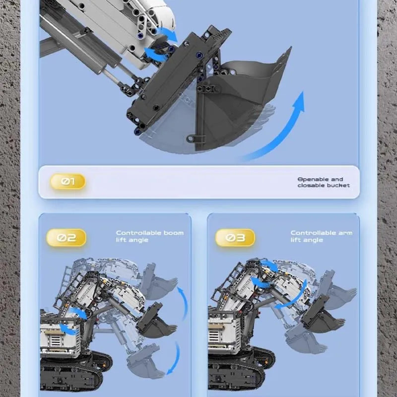 Building Blocks Tech MOC Liebherr R9800 Excavator Bricks Toy - 8