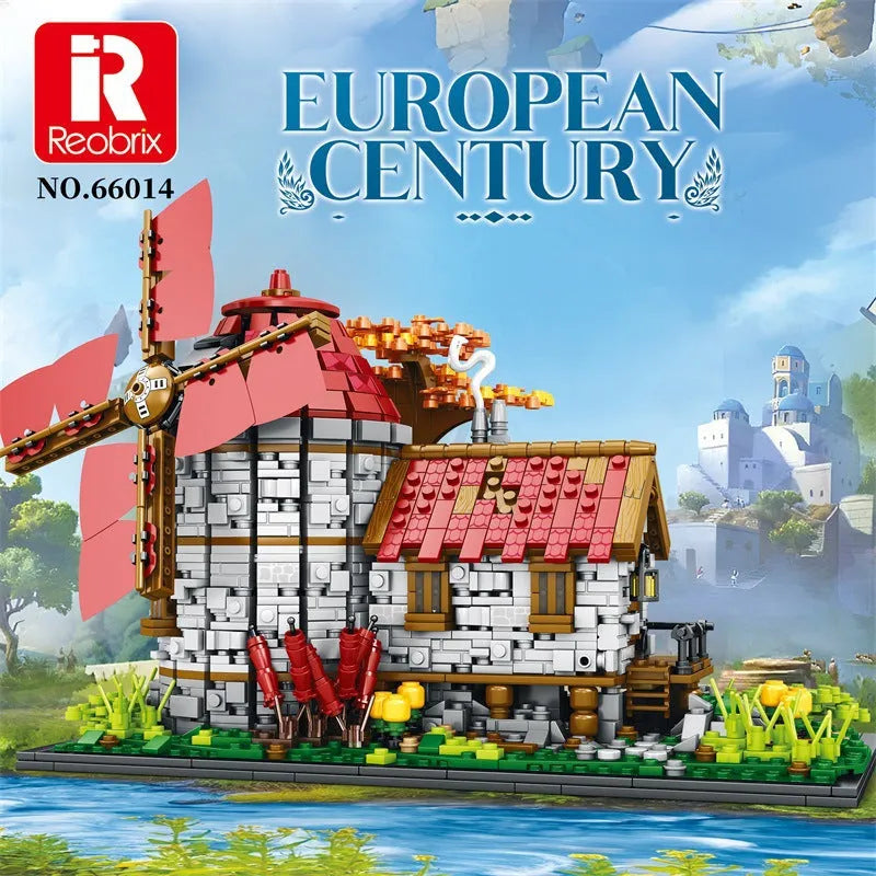 Building Blocks European Century MOC Medieval Windmills Town Bricks Toy - 2