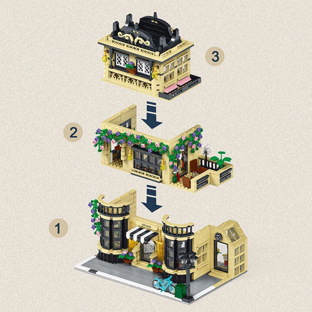 Building Blocks Creator Experts MOC City Cafe Block Module Bricks Toy - 6