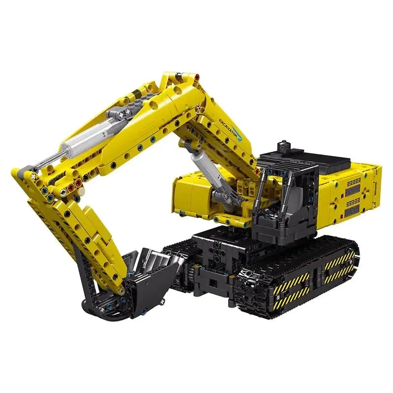 Building Blocks Tech MOC Motorized Yellow Mechanical Digger Bricks Toy - 1