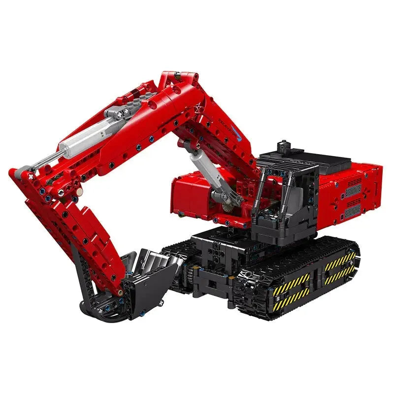 Building Blocks Tech Motorized MOC Red Mechanical Digger Bricks Toy Construction Set Toys - 1