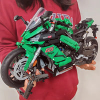 Thumbnail for Building Blocks Tech MOC Kawasaki NINJA 1000SX Motorcycle Bricks Toy - 7