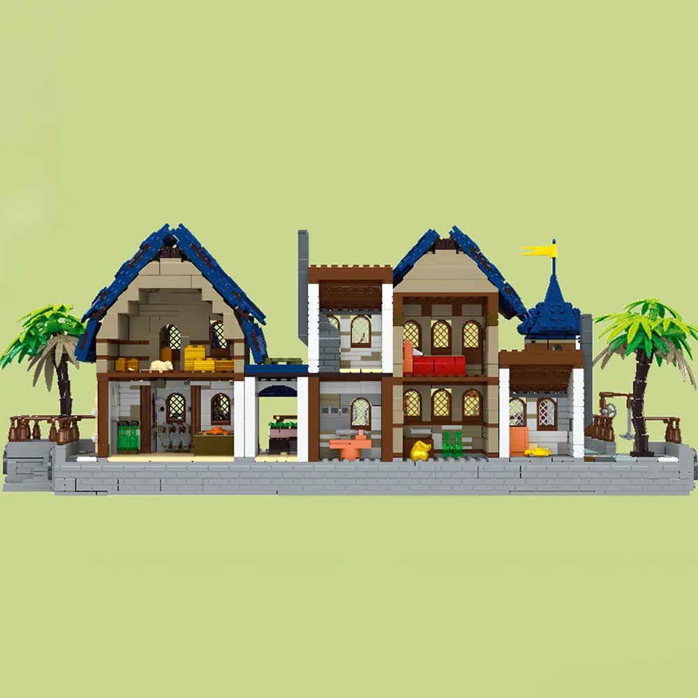 Building Blocks Creator Experts MOC Medieval Town Harbor Bricks Toy - 7