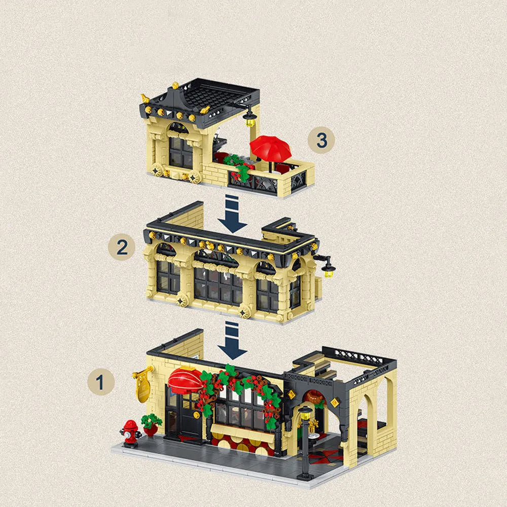 Building Blocks Creator Expert MOC City Restaurant Block Module Bricks Toy Construction Set Toys - 6