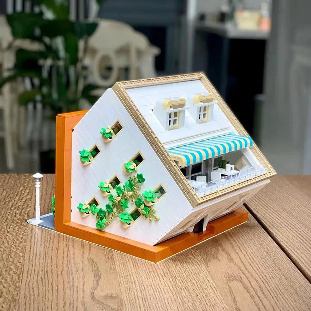 Building Blocks Street Experts MOC City Upside Down Cafe Bricks Toy Construction Set Toys - 5