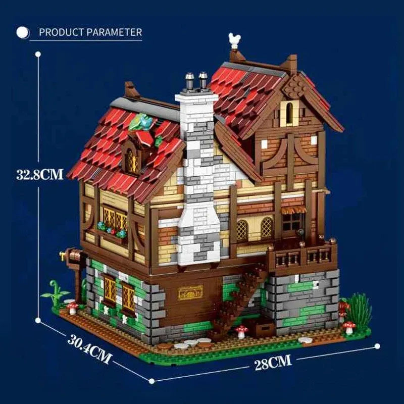 Building Blocks European Century MOC Medieval Town Bistro Bricks Toy - 6