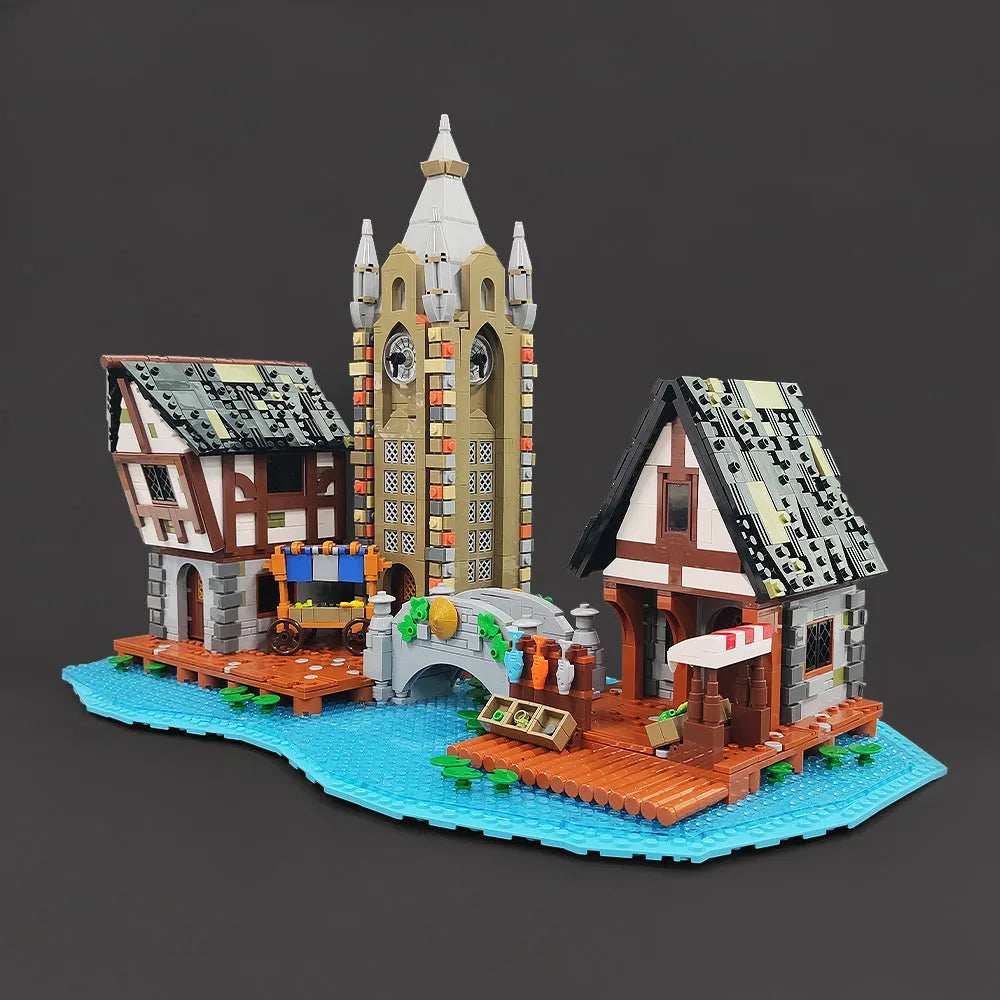 Building Blocks Creator Expert MOC Medieval Town Market Bricks Toys Construction Set Toys - 6
