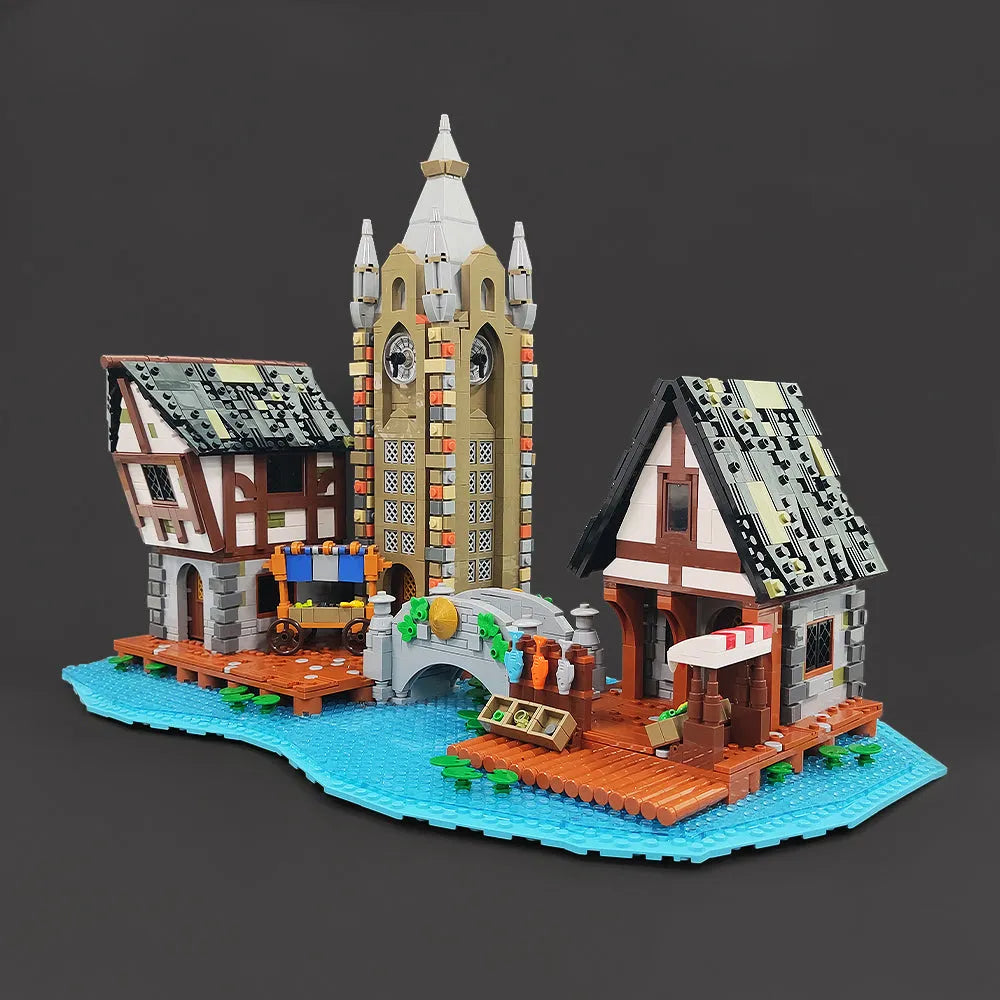 Building Blocks Creator Expert MOC Medieval Town Market Bricks Toys - 6