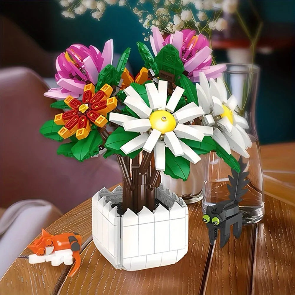 Building Blocks Creator Expert Chrysanthemum Potted Plant Bricks Toy Construction Set Toys - 4