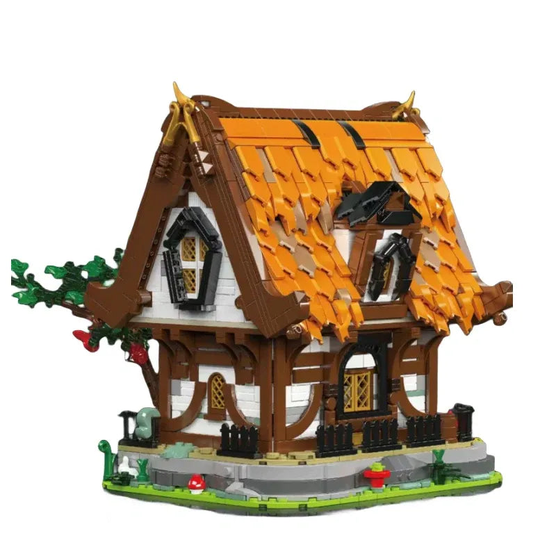 Building Blocks Creator Ideas MOC Medieval City Log Cabin Bricks Toy Construction Set Toys - 9