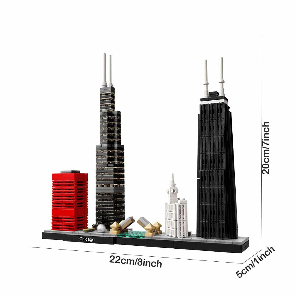 Building Blocks Architecture MOC Chicago Skyline Bricks Toy - 1