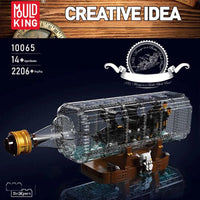 Thumbnail for Building Blocks Art MOC Black Pearl Drifting Bottle Ship Bricks Toy - 9