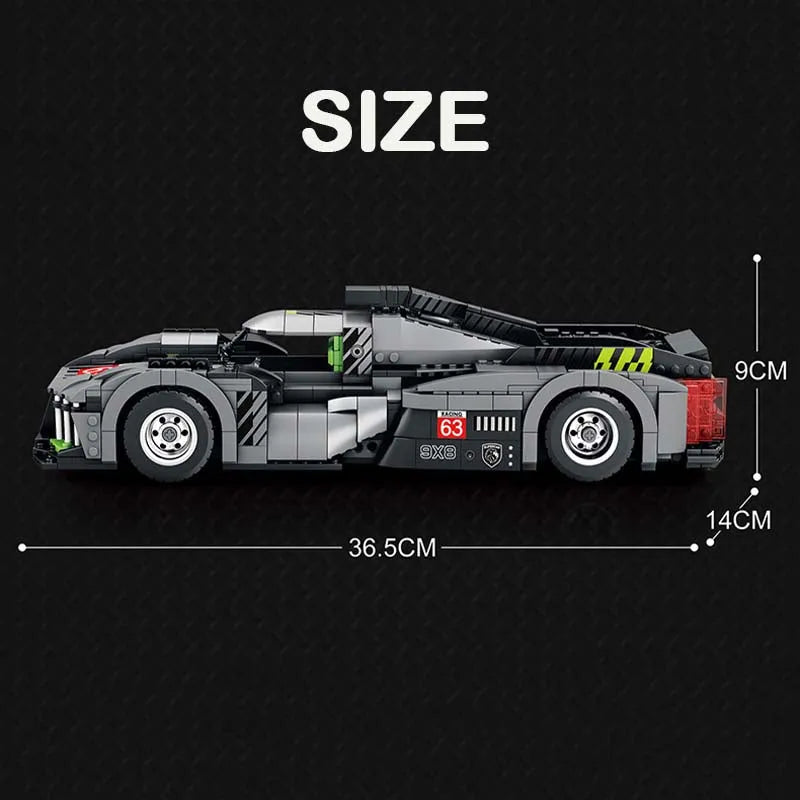 Building Blocks Tech MOC PEUGEOT 9X8 Hybrid Racing Car Bricks Toy Construction Set Toys - 6