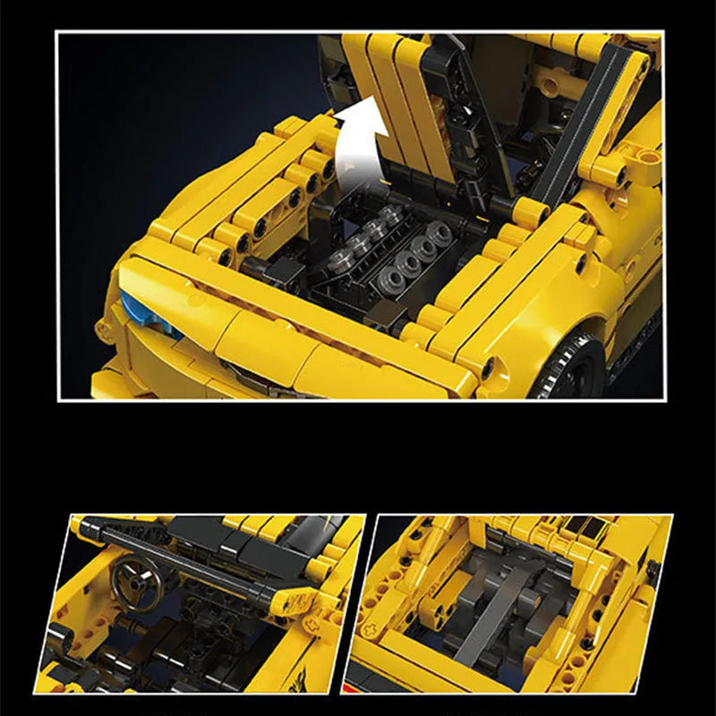 Building Blocks Tech Bumblebee Pull Back Sports Car Bricks Toy Construction Set Toys - 7