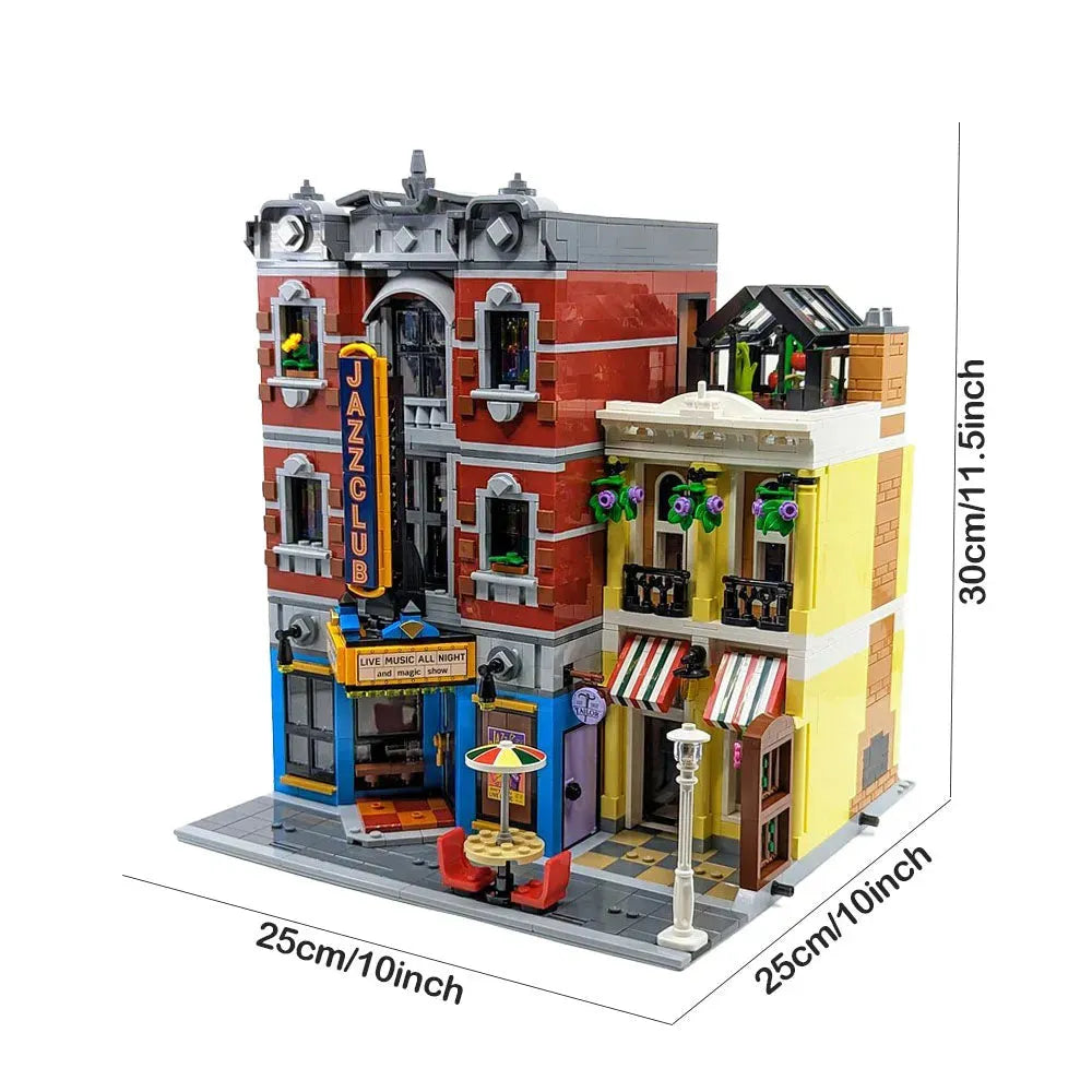 Building Blocks Creator Experts MOC City Jazz Club and Pizzeria Bricks Toy - 1