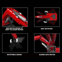Thumbnail for Building Blocks Tech Motorized MOC Red Mechanical Digger Bricks Toy Construction Set Toys - 3