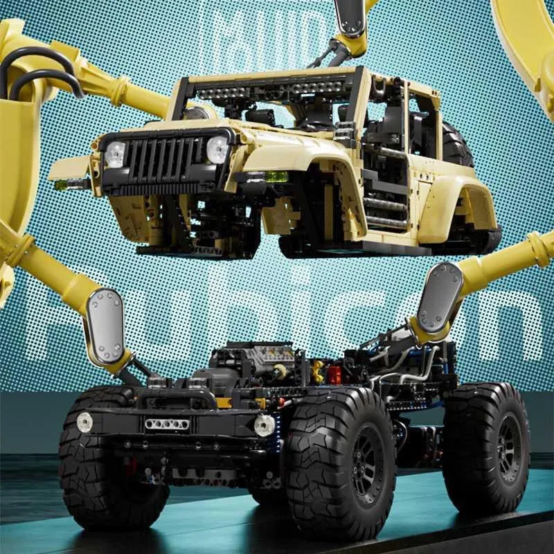 Building Blocks Tech MOC RC Jeep Wrangler SUV Car Bricks Toy Construction Set Toys - 9