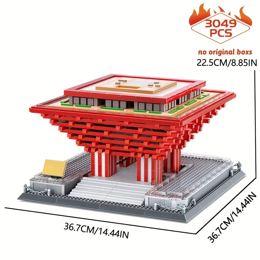 Building Blocks Architecture Famous China Pavilion At Expo Bricks Toy 7210 Construction Set Toys - 3