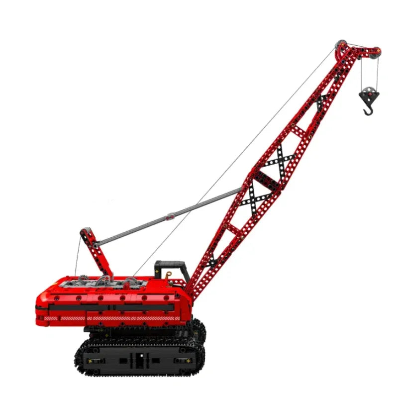 Building Blocks Tech MOC Motorized Red Crawler Crane Bricks Toy - 1