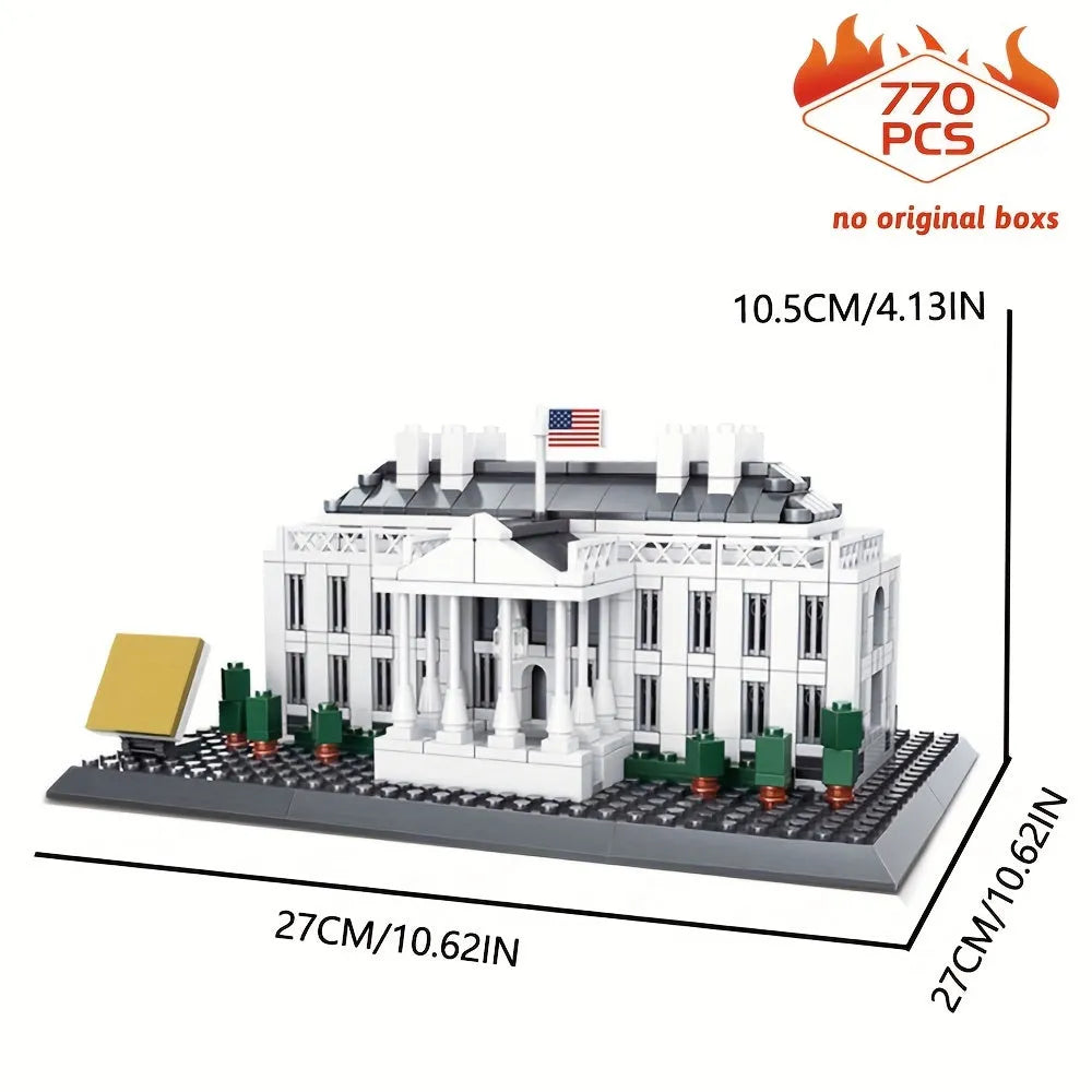 Building Blocks MOC Architecture 7018 White House Bricks Skyline Kids Toys - 2