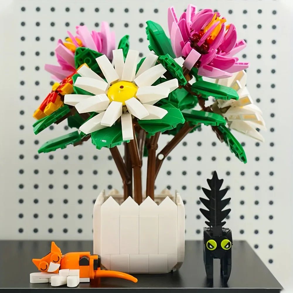 Building Blocks Creator Expert Chrysanthemum Potted Plant Bricks Toy Construction Set Toys - 5