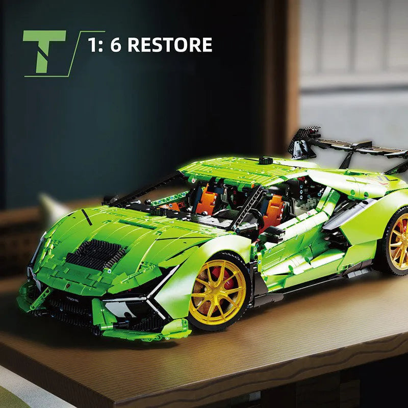 Building Blocks Tech MOC Lambo Aventador SVJ Supercar Bricks Toy Construction Set Toys - 5