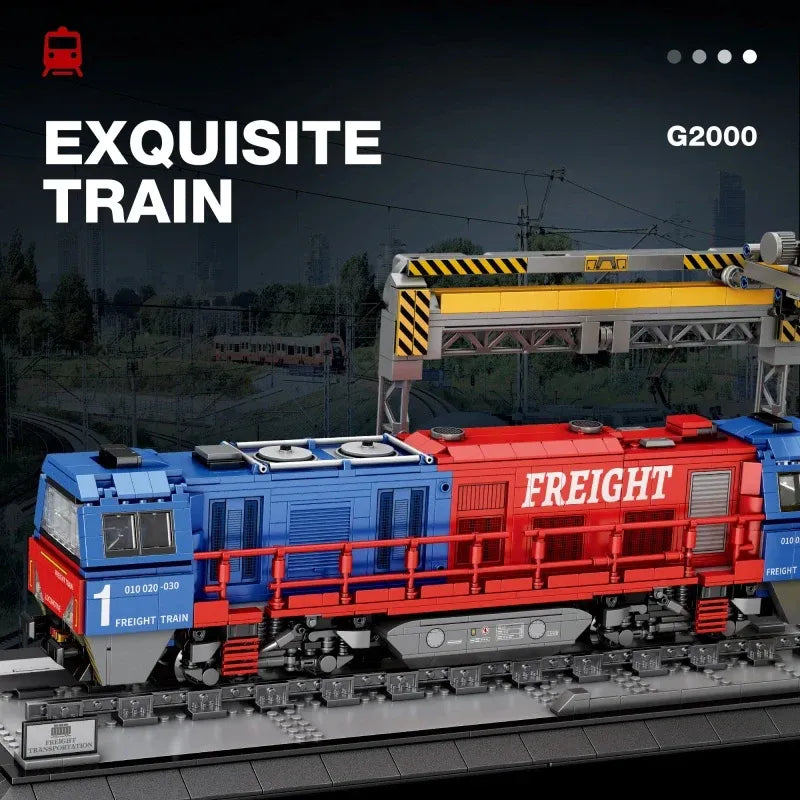 Building Blocks Tech MOC G2000 European Freight Train Bricks Toy Construction Set Toys - 3