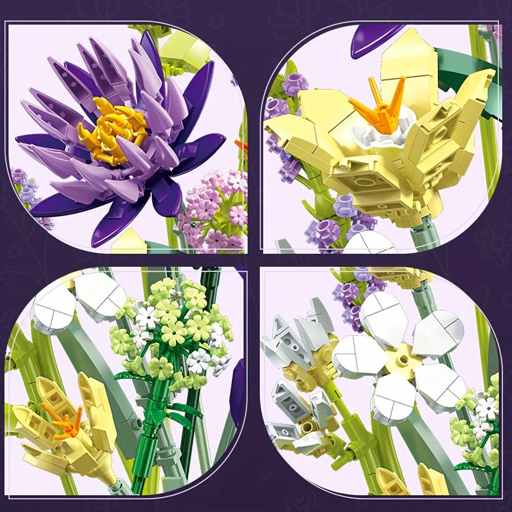 Building Blocks Creator Expert Ideas Tropical Flower Bouquet Bricks Toy Construction Set Toys - 7