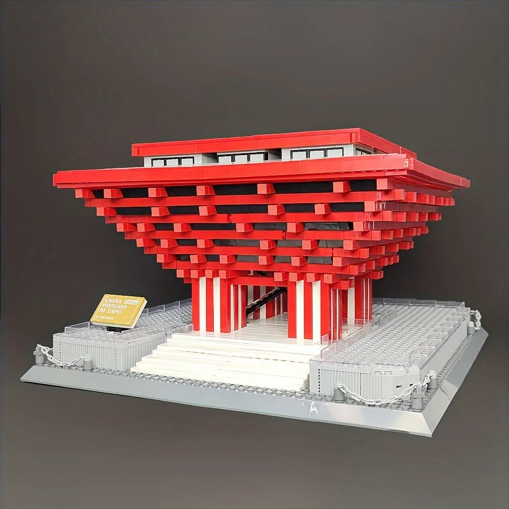 Building Blocks Architecture Famous China Pavilion At Expo Bricks Toy 7210 - 17