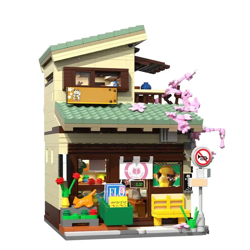 Building Blocks Creator Expert Japanese Style Cats Store Bricks Toy - 1