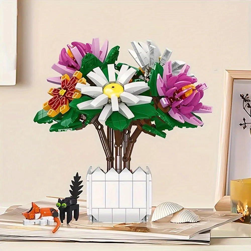 Building Blocks Creator Expert Chrysanthemum Potted Plant Bricks Toy Construction Set Toys - 6