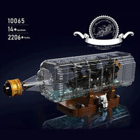 Thumbnail for Building Blocks Art MOC Black Pearl Drifting Bottle Ship Bricks Toy - 1